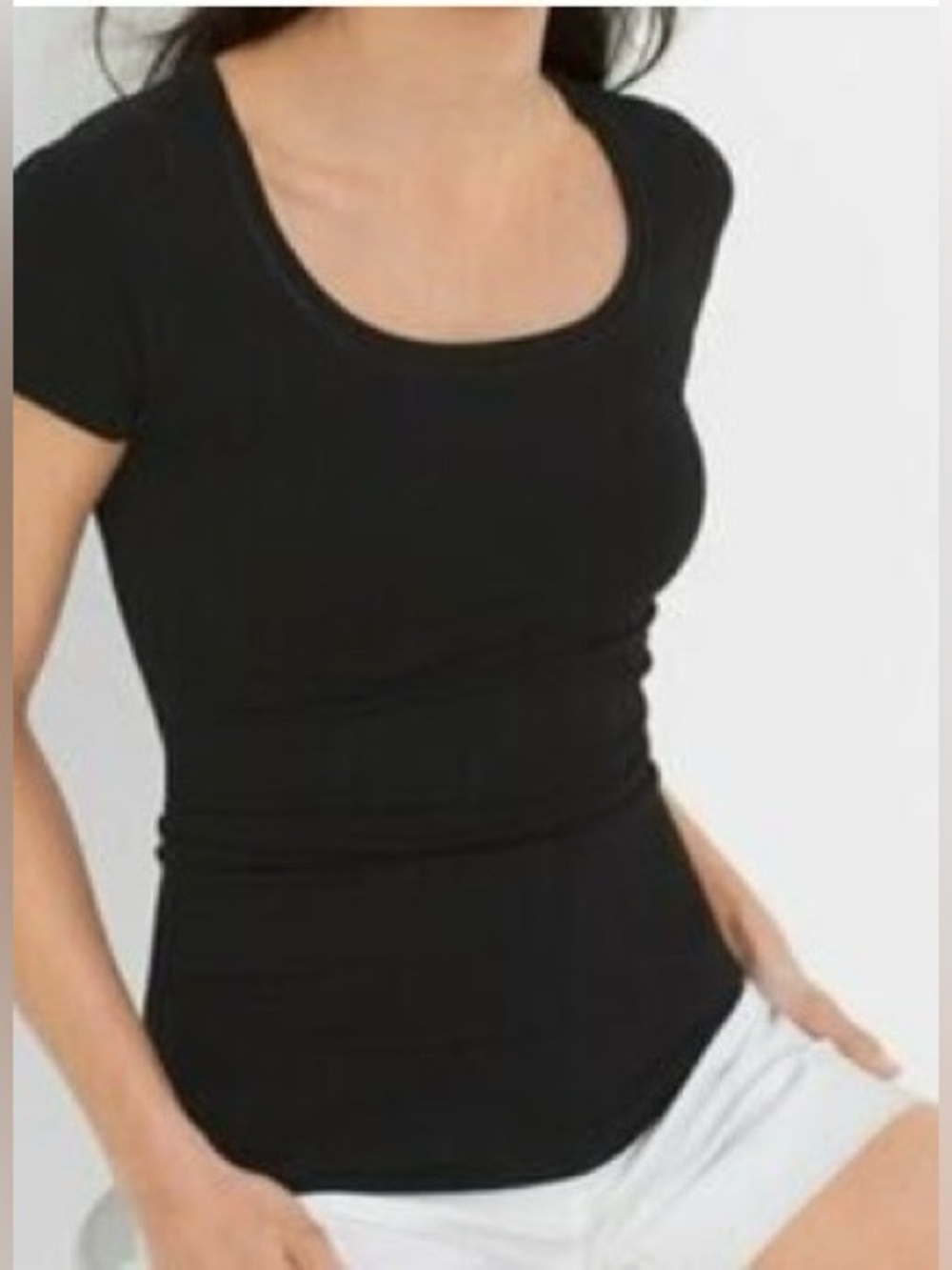 White House Black Market Women XL Black Seamless Short Sleeve Tee T-shirt - Picture 2 of 7